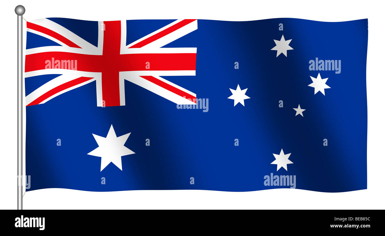 Flagge von Australien winken (mit Clipping-Pfad) Stockfoto