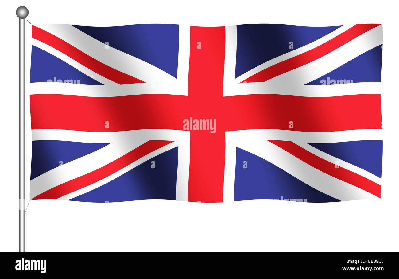 Computer Generated Flagge von Großbritannien auf weißem Hintergrund Stockfoto