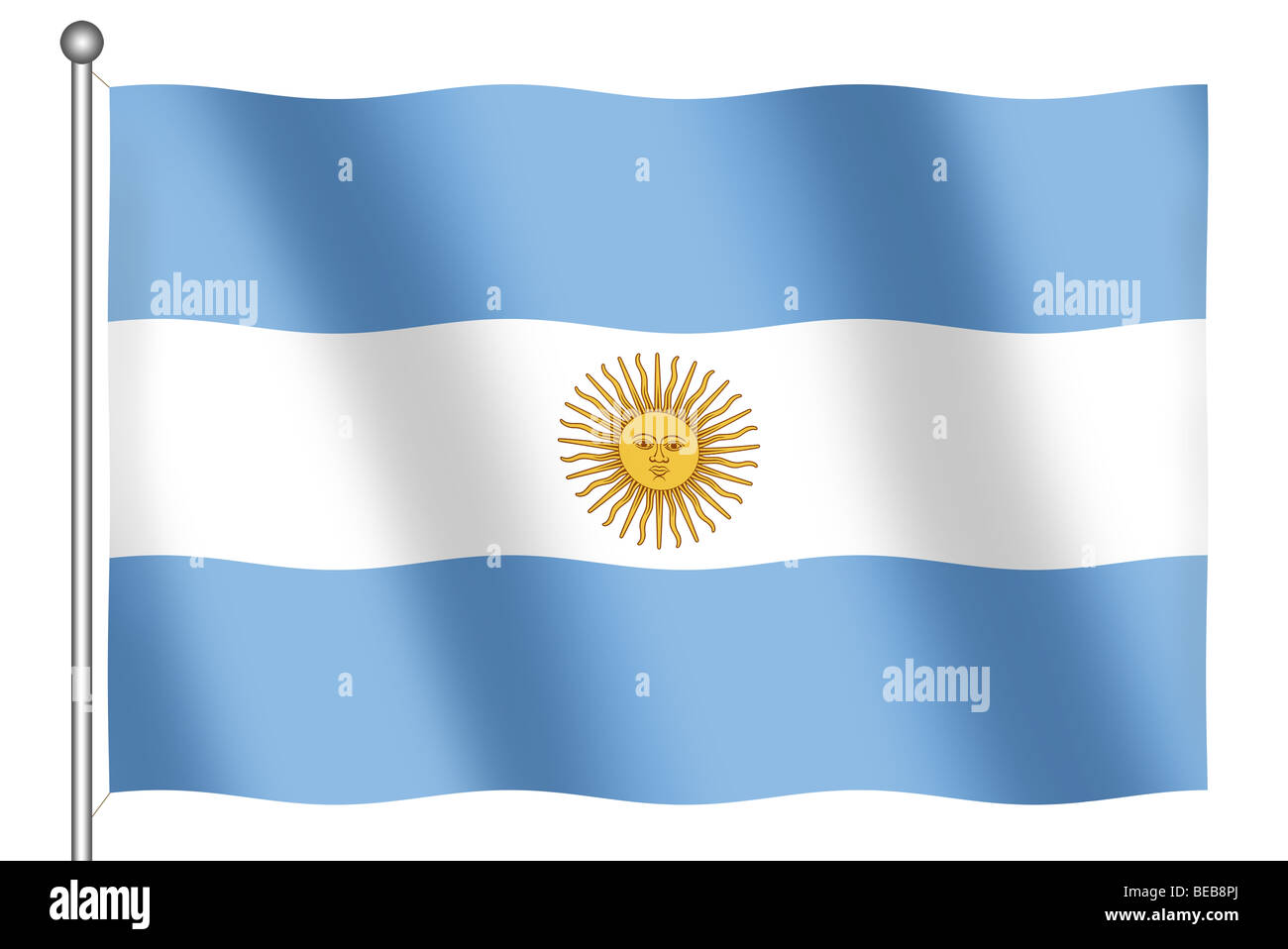 Flagge Argentiniens winken (mit Clipping-Pfad) Stockfoto
