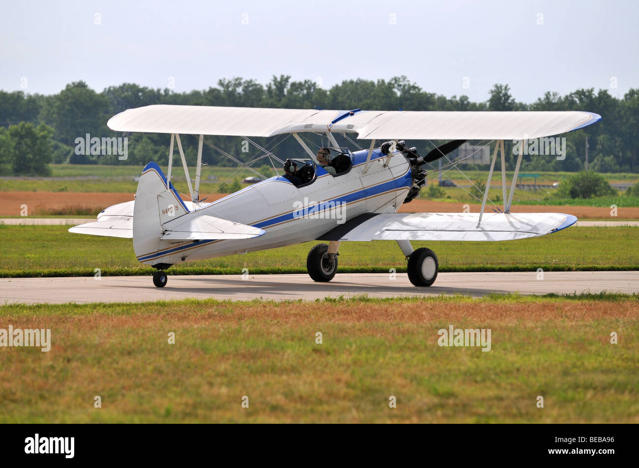Vintage PT-17 Flugzeug bereit zum abheben Stockfoto