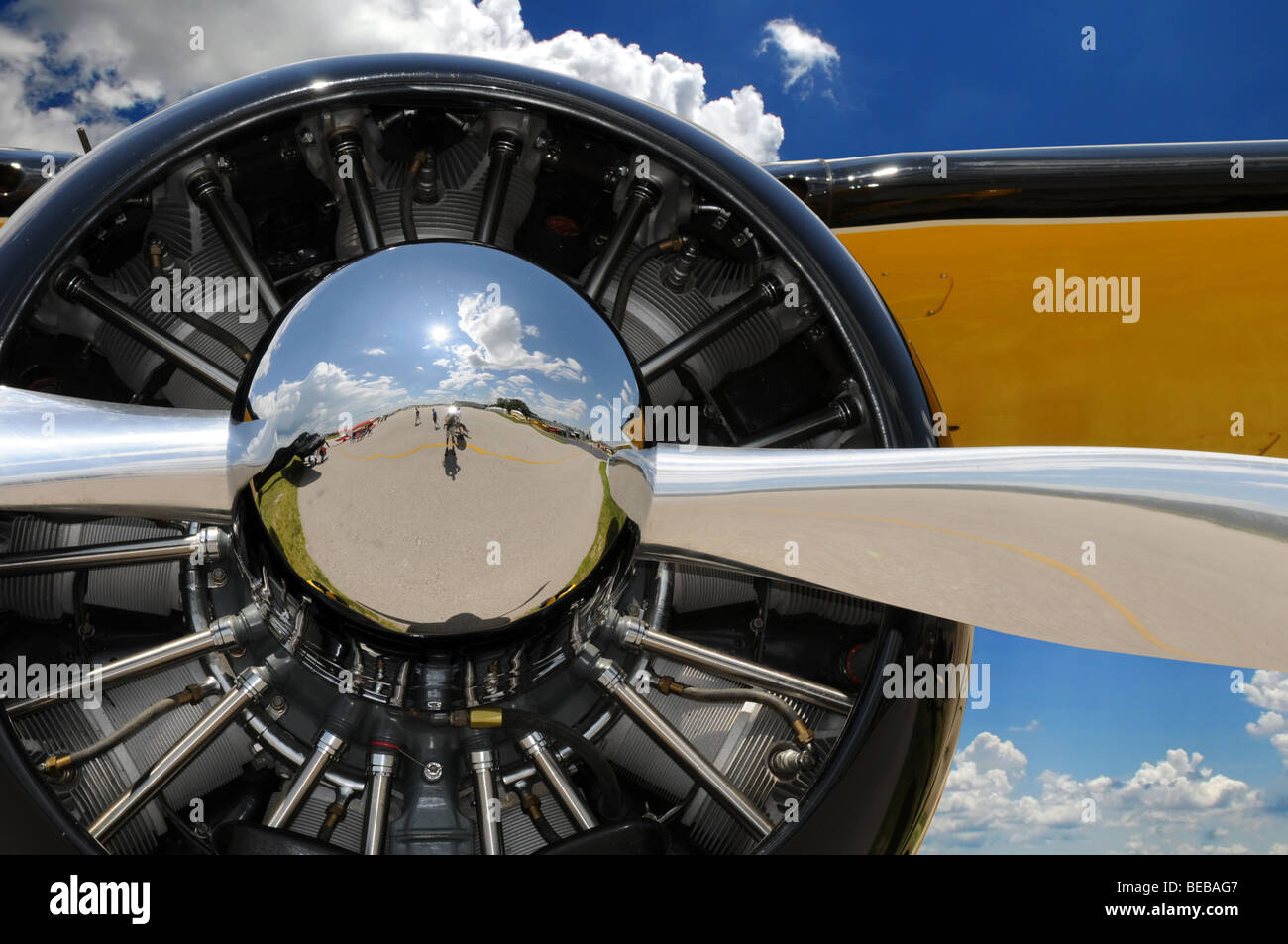 Propeller und Motor der Vintage Flugzeug Stockfoto