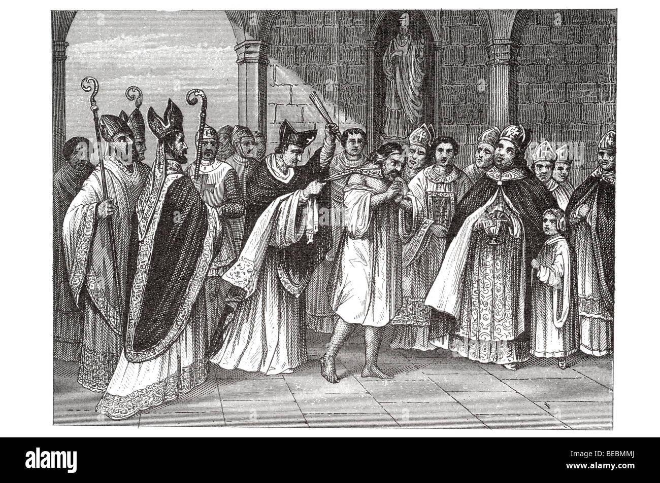 klerikale Bestrafung der französischen Fürsten im 13. Jahrhundert Stockfoto