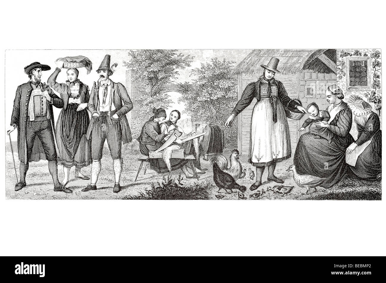 Bauernmädchen aus Baden-Wirtembergers Bayern Einwohner des Landkreises Koblenz Rhein Stockfoto