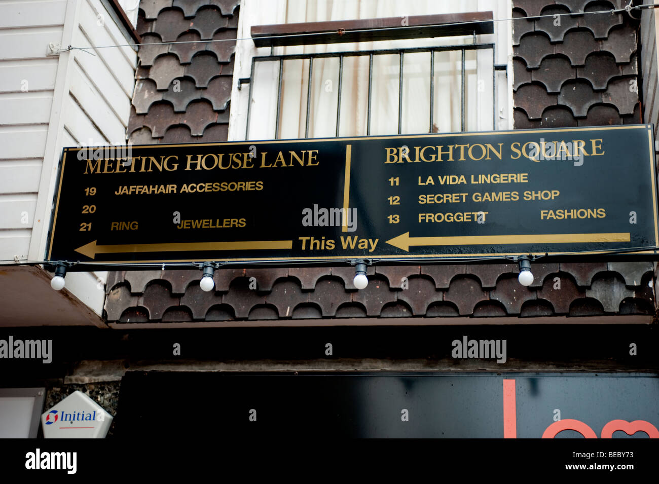 Schilder zum Brighton Square und Meeting House Lane in Brighton Stockfoto