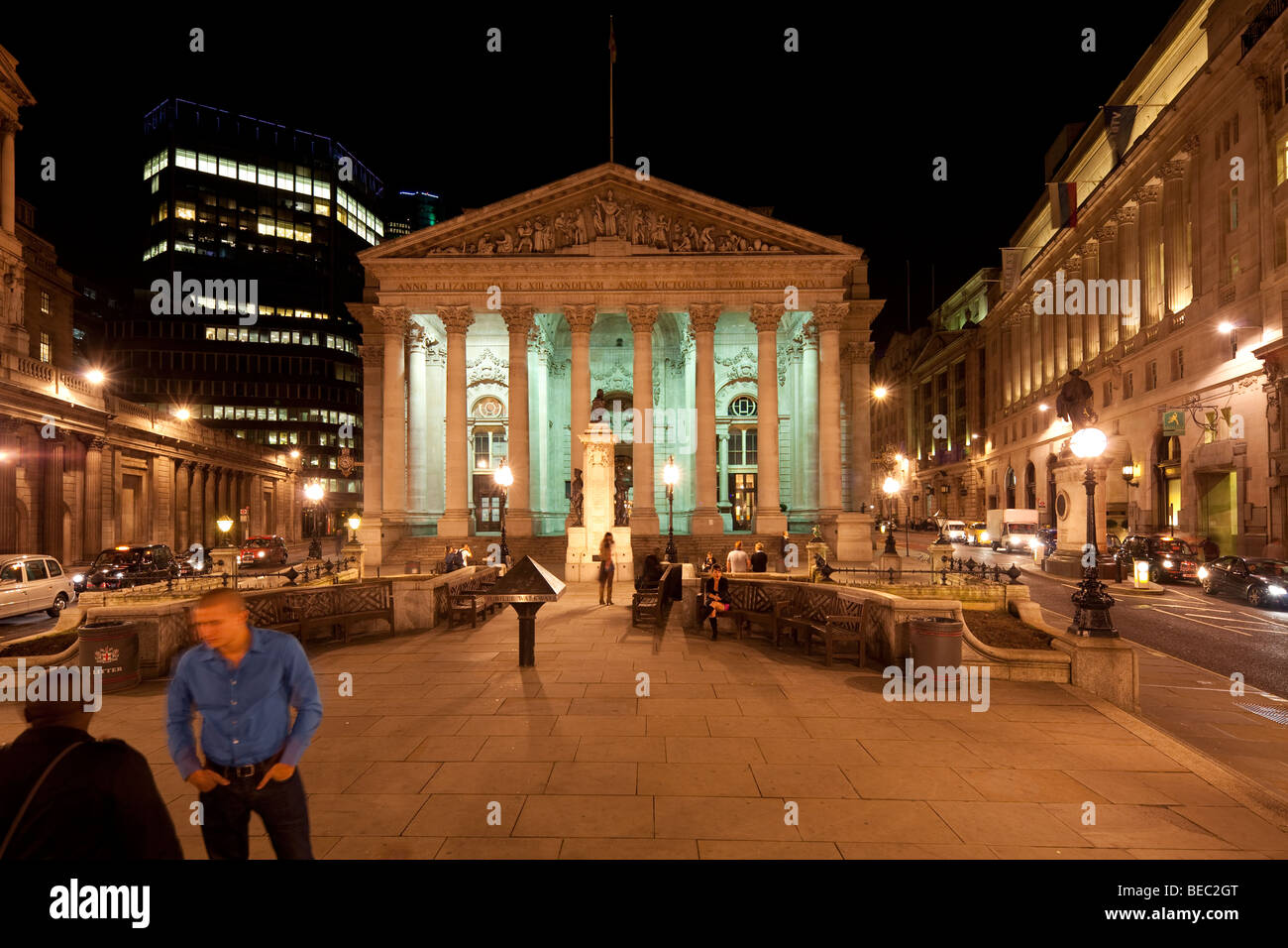 Die Royal Exchange, Cornhill und Threadneedle Street, London, England, UK Stockfoto