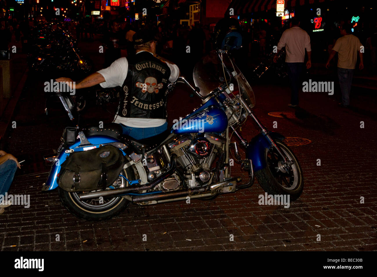 Gesetzlose Motorrad Club-Biker, Beale St, Memphis, Tennessee, USA Stockfoto