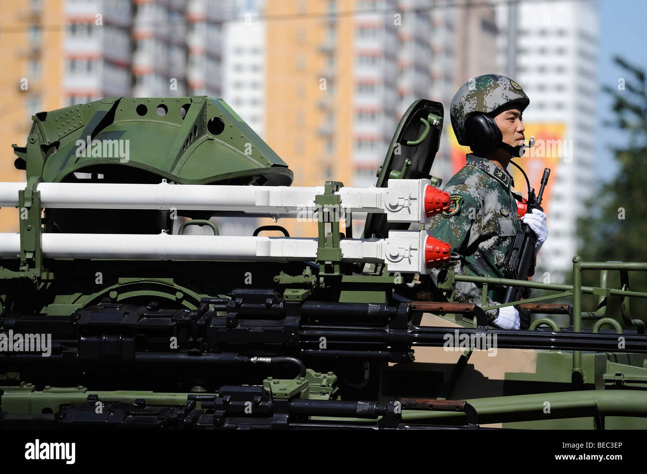 Militärparade, die Kennzeichnung Chinas 60. Jahrestag der Volksrepublik China. 1. Oktober 2009 Stockfoto