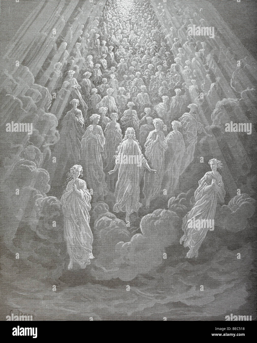 Gustave Dore Illustration "Quecksilber" aus Dantes Göttlicher Komödie Stockfoto