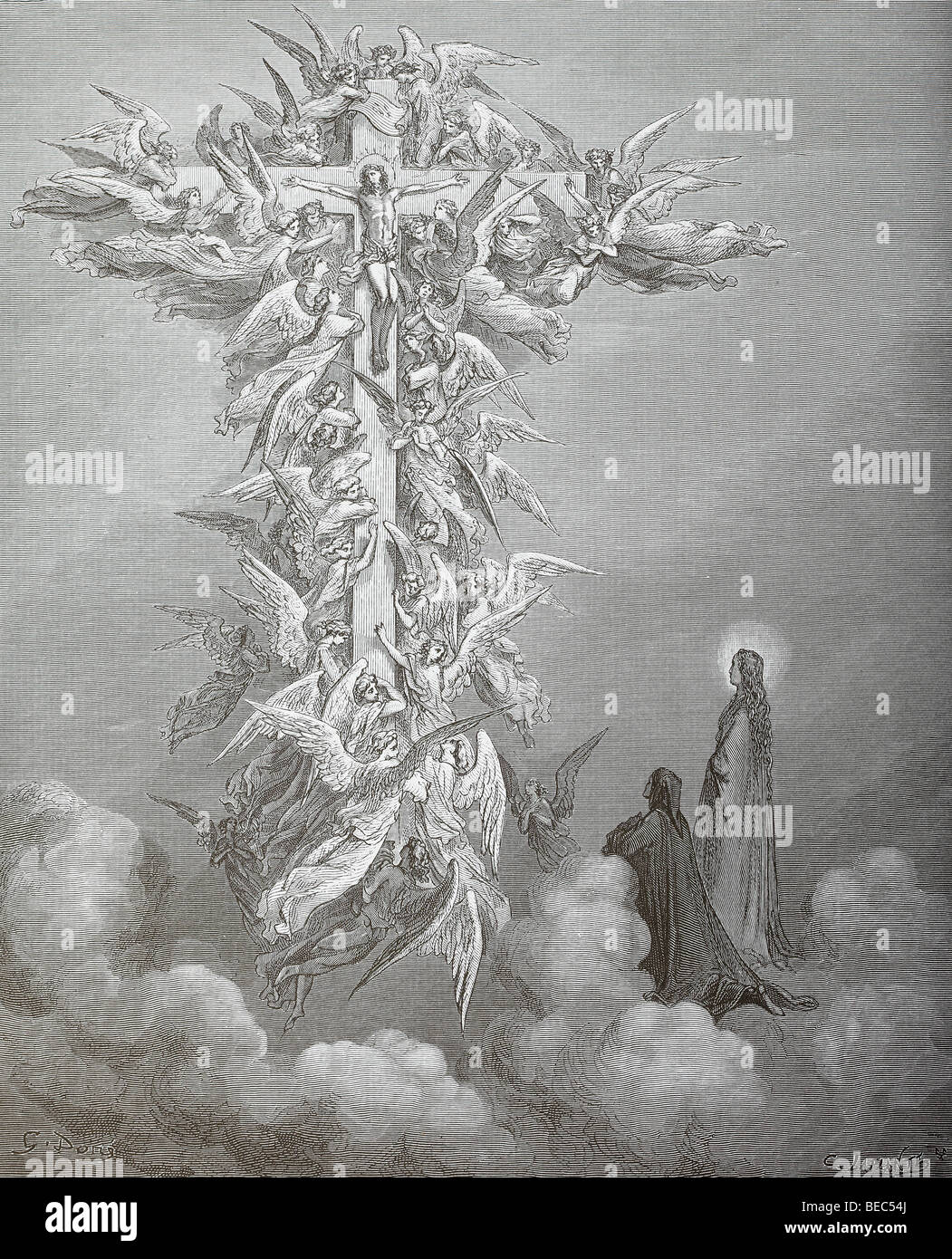 Gustave Dore Illustration 'Kreuz' aus Dantes Göttlicher Komödie Stockfoto