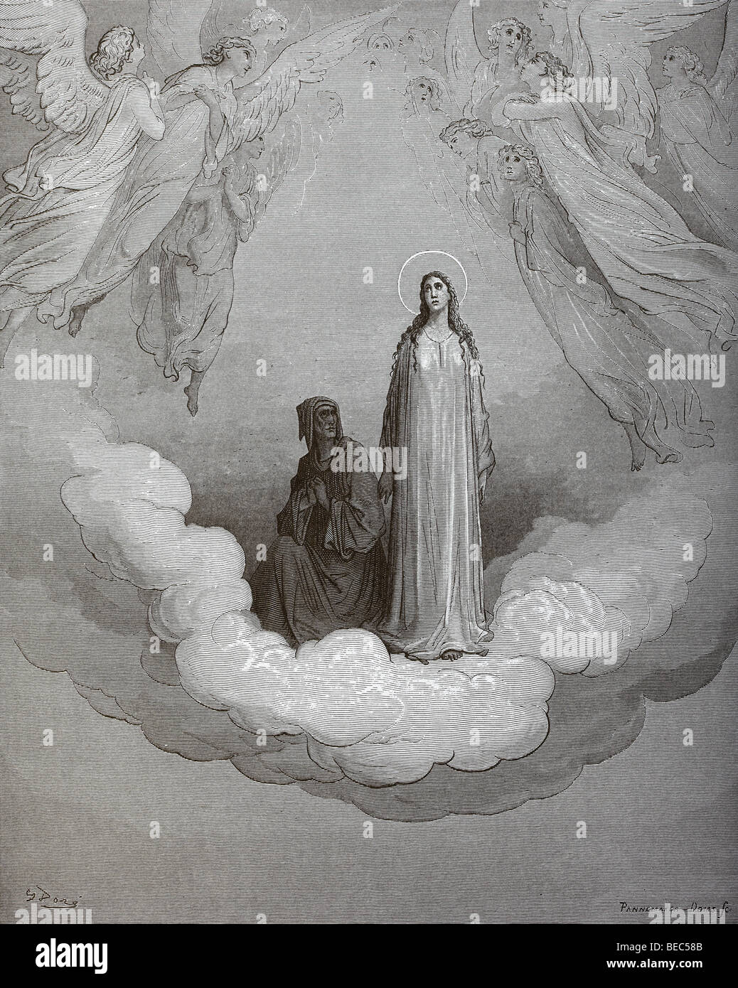 Gustave Dore Illustration "Beatrice" aus Dantes Göttlicher Komödie Stockfoto
