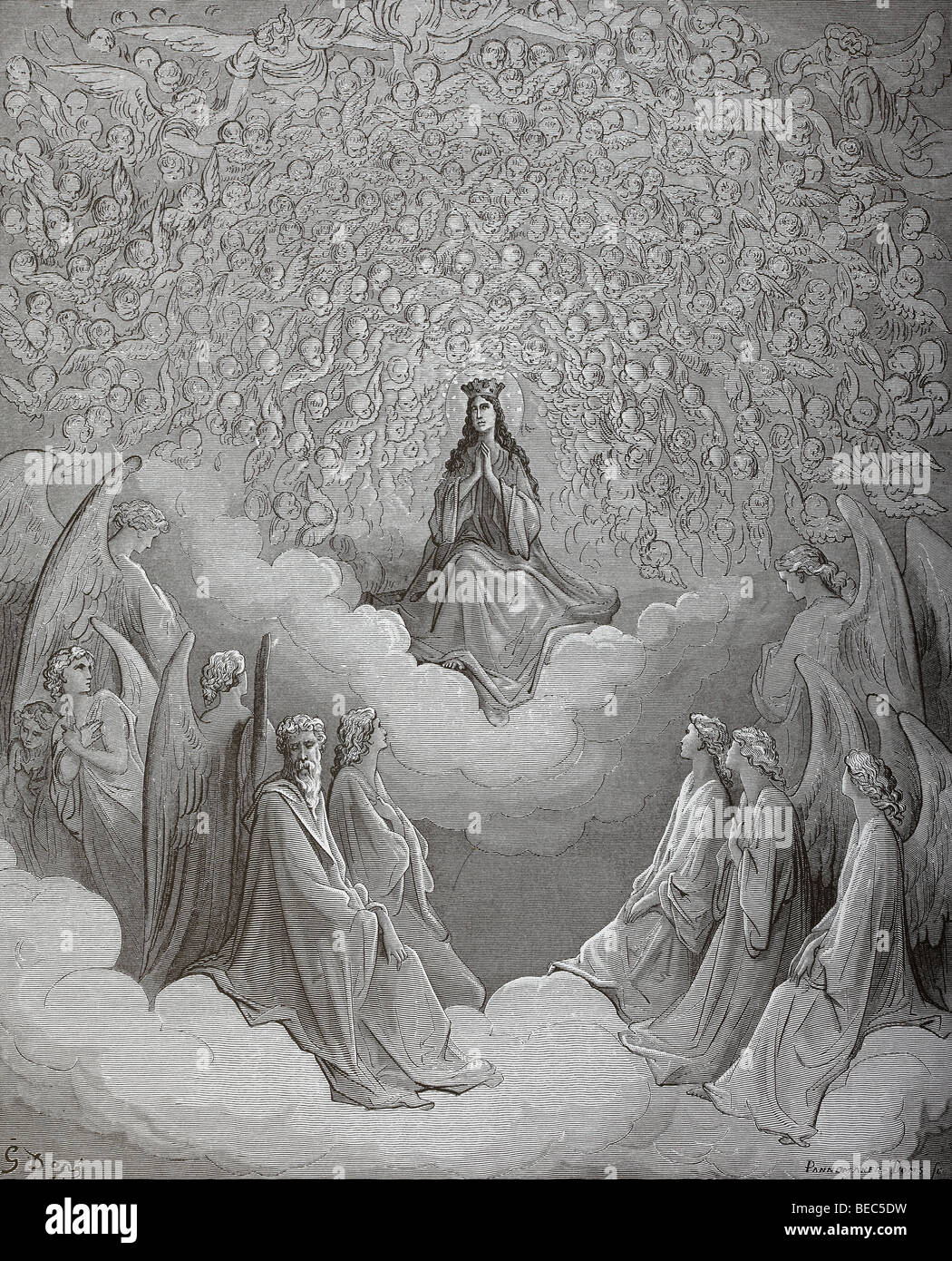 Gustave Dore Illustration "Die Königin des Himmels" aus Dantes Göttlicher Komödie Stockfoto