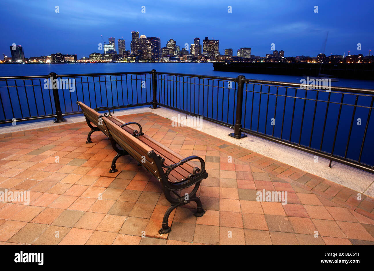 Piers Park, Hafen, Hafen von Boston, skyline Stockfoto