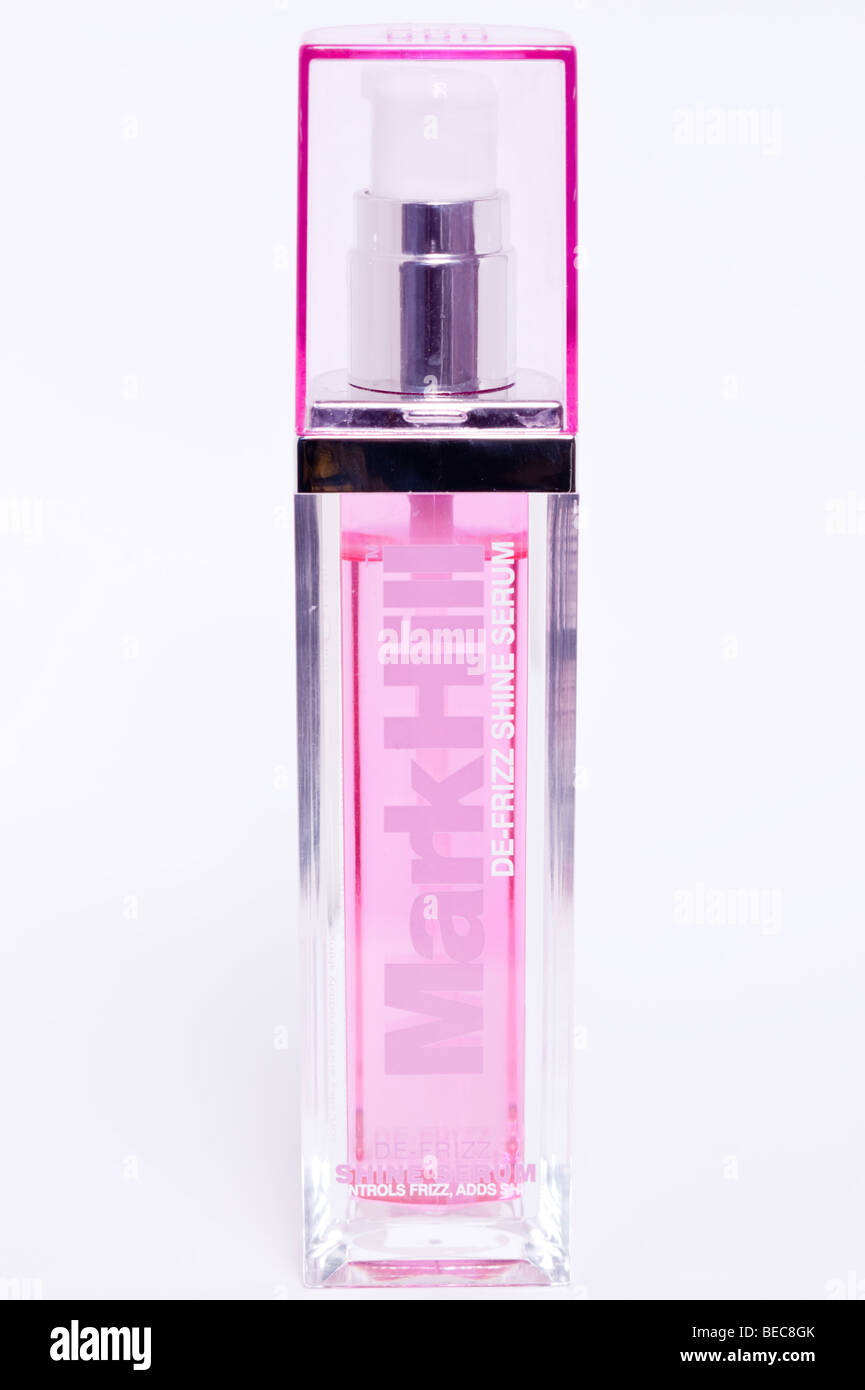 Eine Flasche von Mark Hill Haar Serum Behandlung zur Glättung und glänzende Haare auf weißem Hintergrund Stockfoto