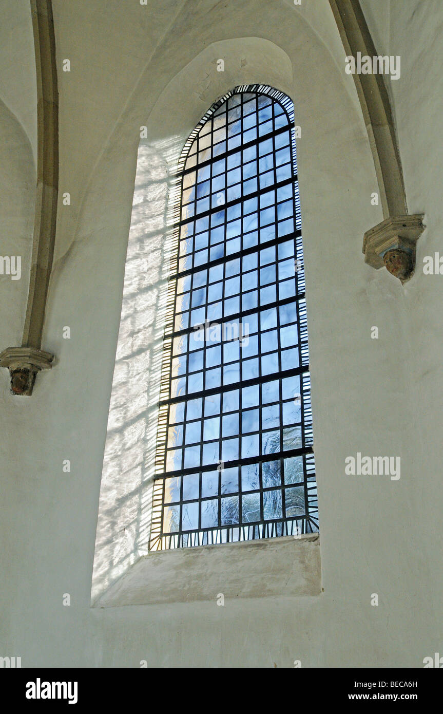 Glasfenster, Stiftskirche St. Felicitas, Vreden, Münsterland, Nordrhein-Westfalen, Deutschland, Europa Stockfoto