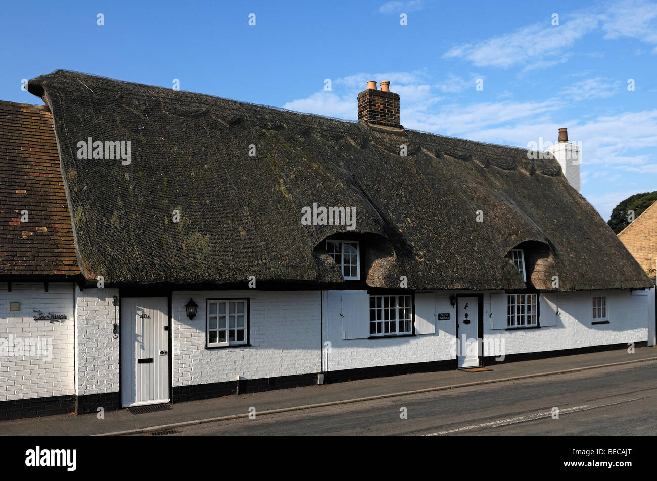 Alte reetgedeckte Haus, High Street, Hemingford Gray, Cambridgeshire, England, Vereinigtes Königreich, Europa Stockfoto