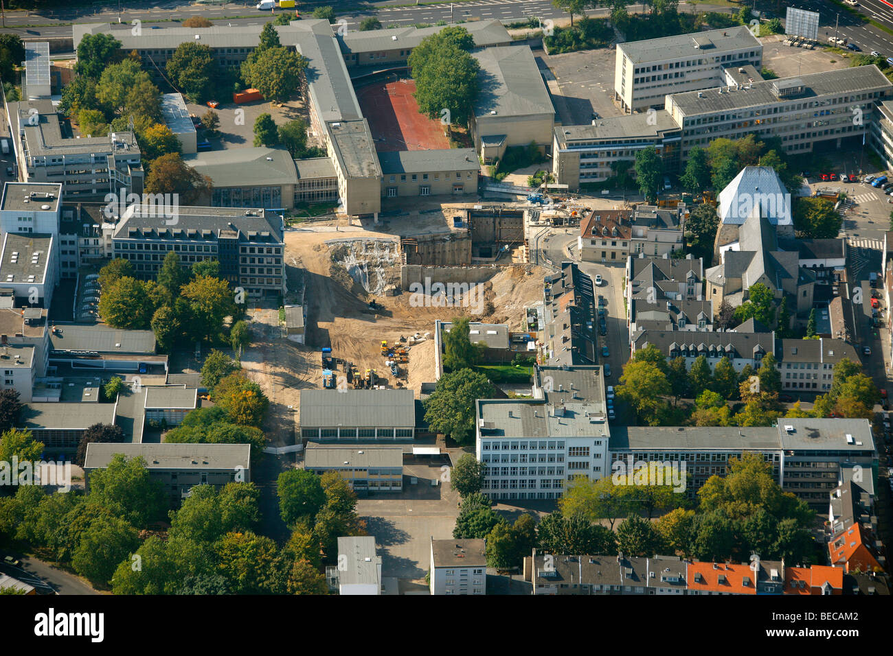 Luftaufnahme, ehemaligen historischen Archivs der Stadt, u-Bahn Baustelle, Köln, Nordrhein-Westfalen, Deutschland, Europa Stockfoto