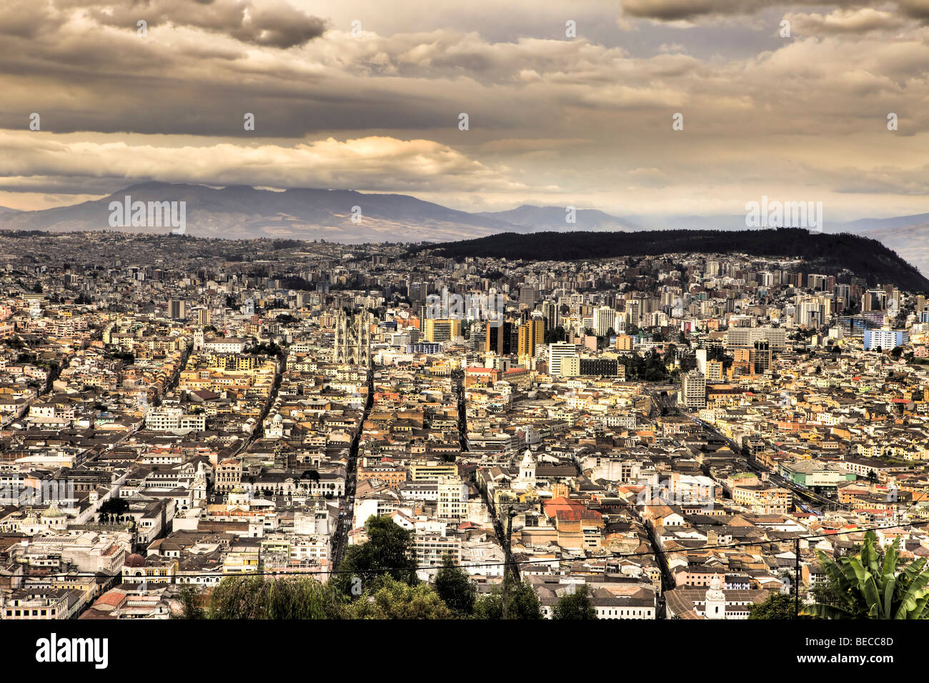 Quito in der Abenddämmerung, Ecuador Stockfoto