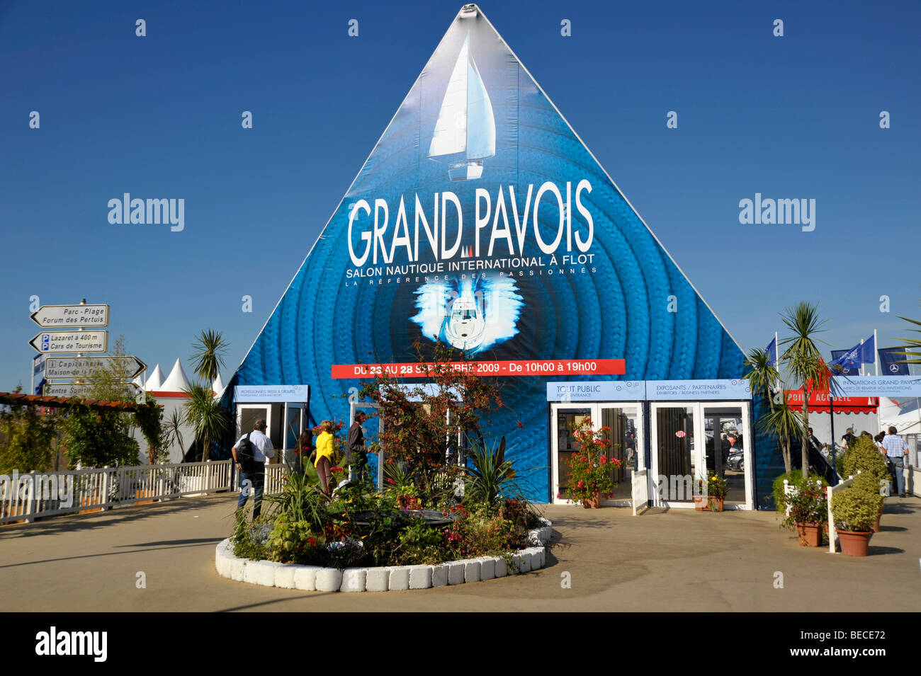 Markanten Eingang zum Grand Pavois Internationale Bootsmesse in La Rochelle, Frankreich. Stockfoto