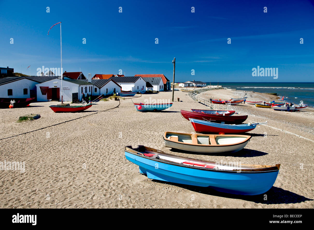 Ein kleines Fischerdorf an der dänischen Westküste, Dänemark Stockfoto