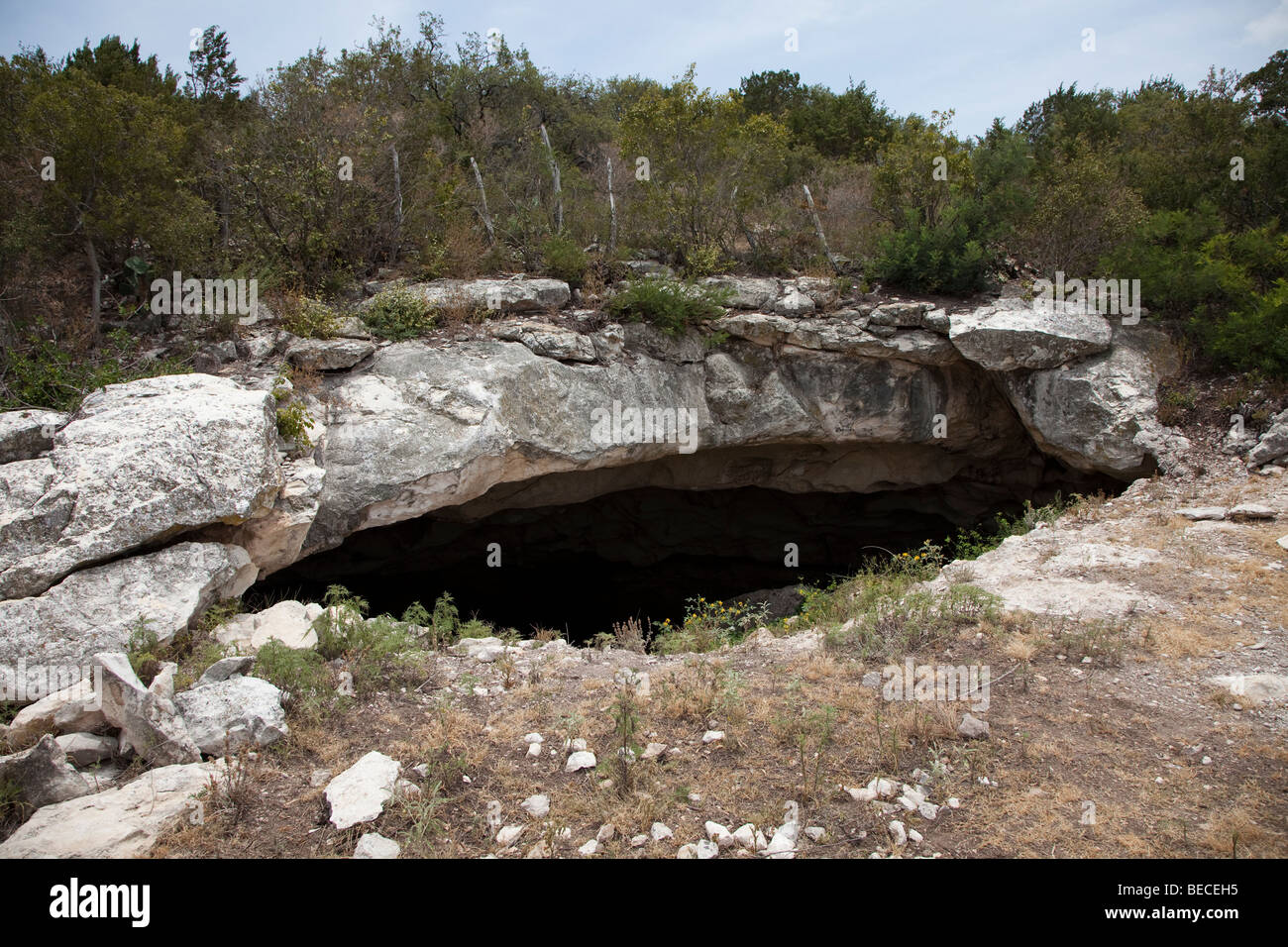 Eingang zum Stuart Fledermaushöhle Texas USA Stockfoto