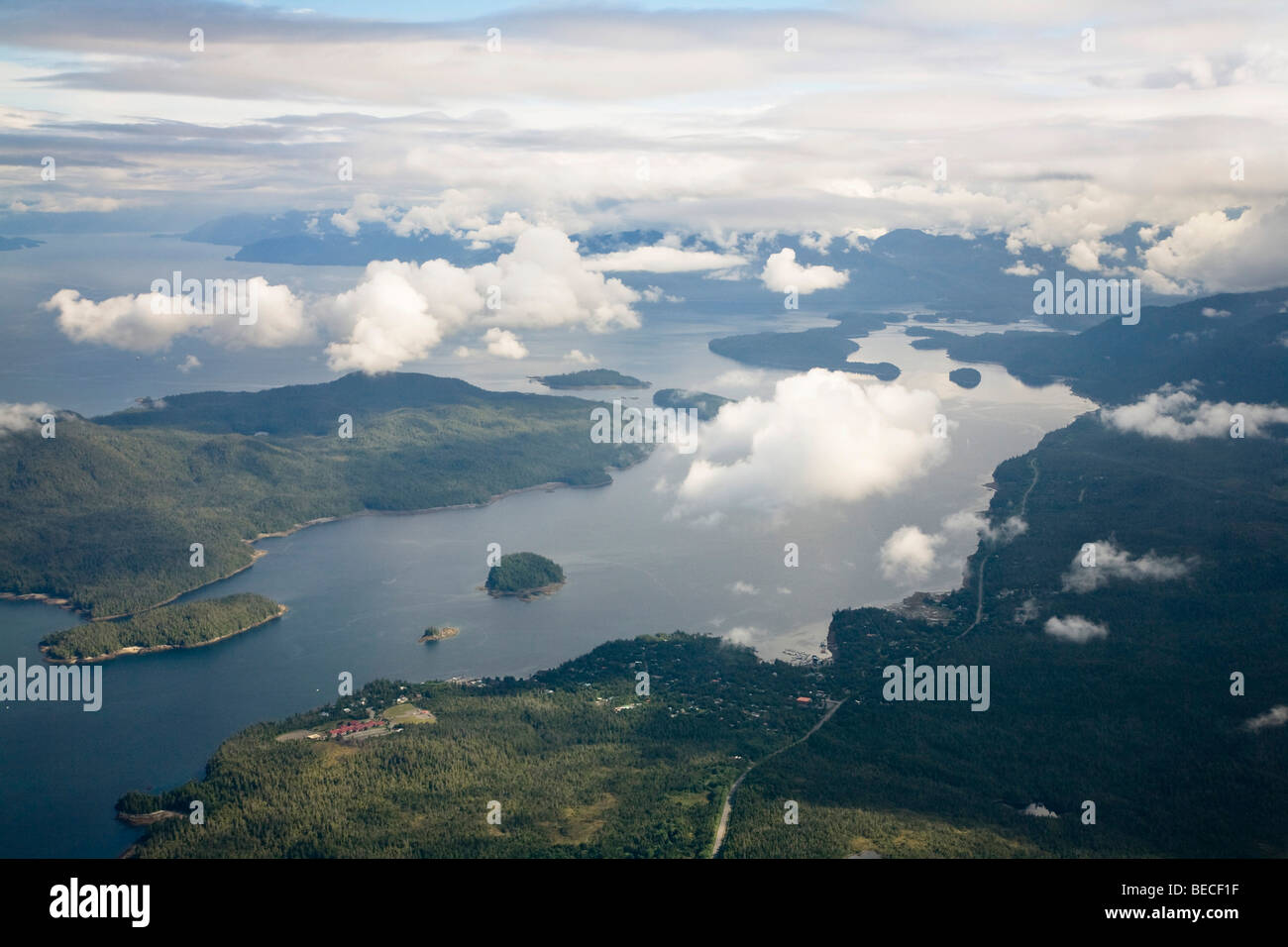 Luftaufnahme, Inseln der Inside Passage südlich von Wrangell, Southeast Alaska, Alaska, USA, Nordamerika Stockfoto