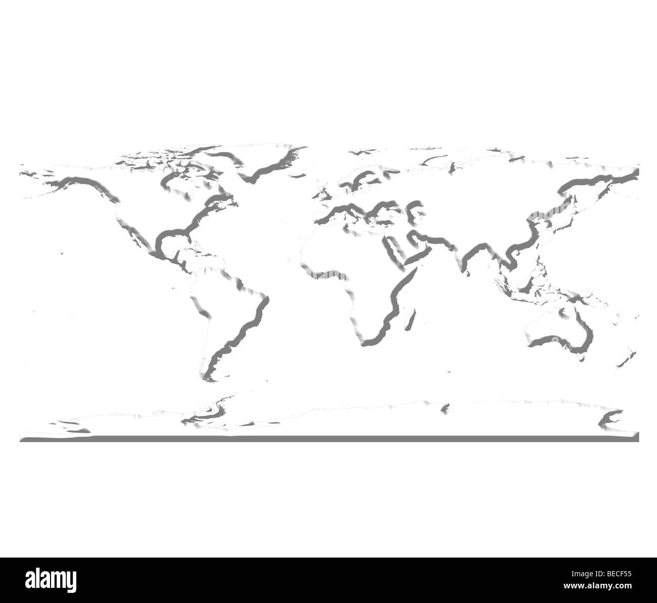 weiße Welt 3D-Karte Stockfoto