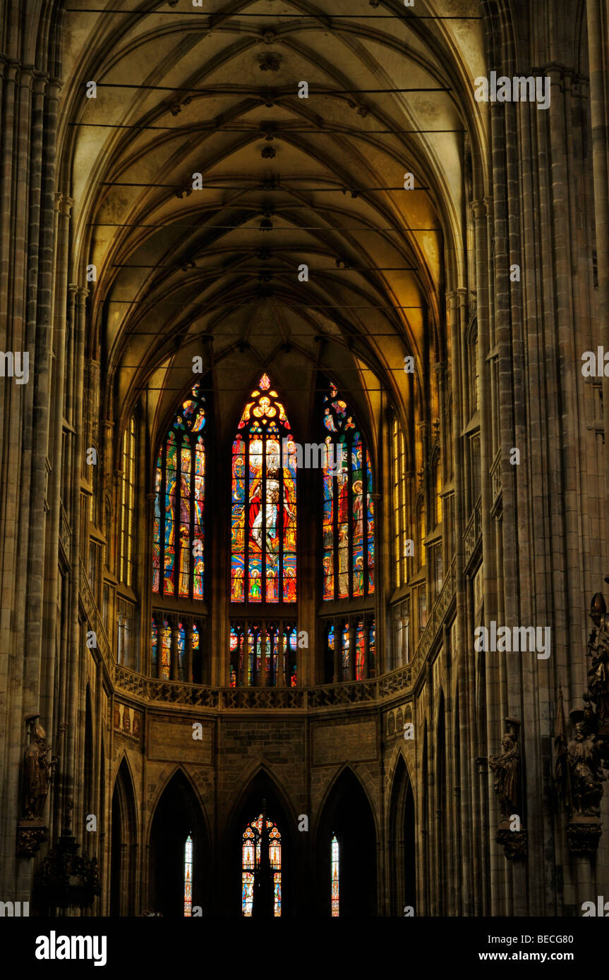 St.-Veits-Dom, Prager Burg Hradschin, UNESCO World Heritage Site, Tschechische Republik, Europa Stockfoto