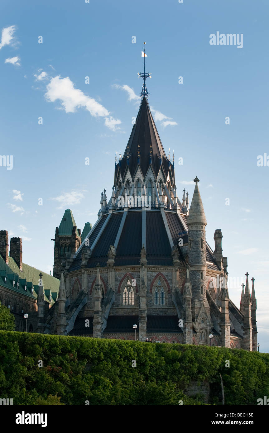 Kanadas Parliament Hill in Ottawa, Ontario Bibliothek. Stockfoto