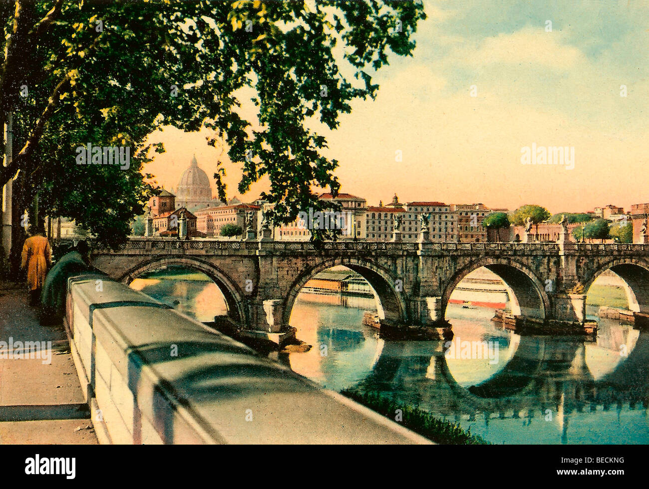 Historische Aufnahme um 1930, Ponte Sant'Angelo, St. Peter Basilika, Rom, Latium, Italien, Europa Stockfoto