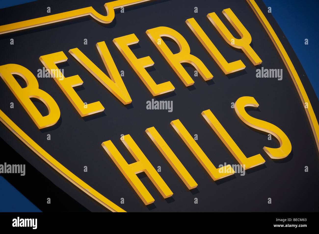 Nahaufnahme von einem Beverly Hills Schild, Beverly Hills, Los Angeles County, Kalifornien, USA Stockfoto