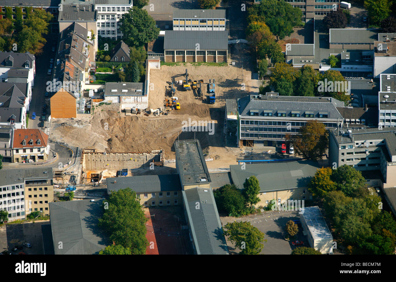 Luftaufnahme, ehemaligen historischen Archivs der Stadt, u-Bahn Baustelle, Köln, Nordrhein-Westfalen, Deutschland, Europa Stockfoto