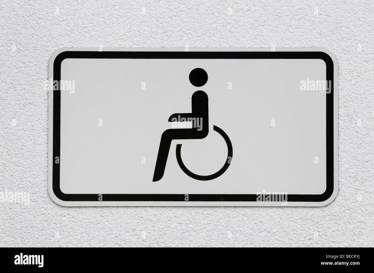 Piktogramm: Person im Rollstuhl, reservierter Parkplatz Stockfoto