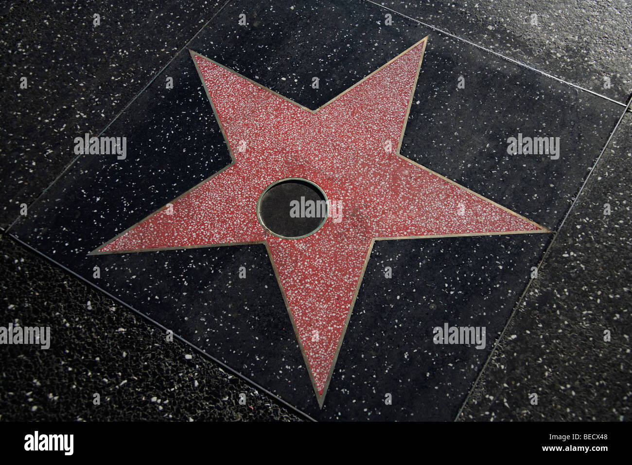 Prominente Namen auf Stars auf dem Bürgersteig, Hollywood Walk of Fame, Hollywood Boulevard, Hollywood, Los Angeles, Kalifornien, USA Stockfoto