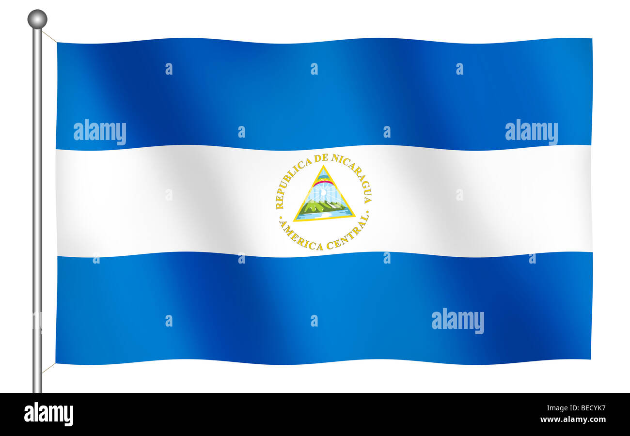 Flagge von Nicaragua winken (mit Clipping-Pfad) Stockfoto