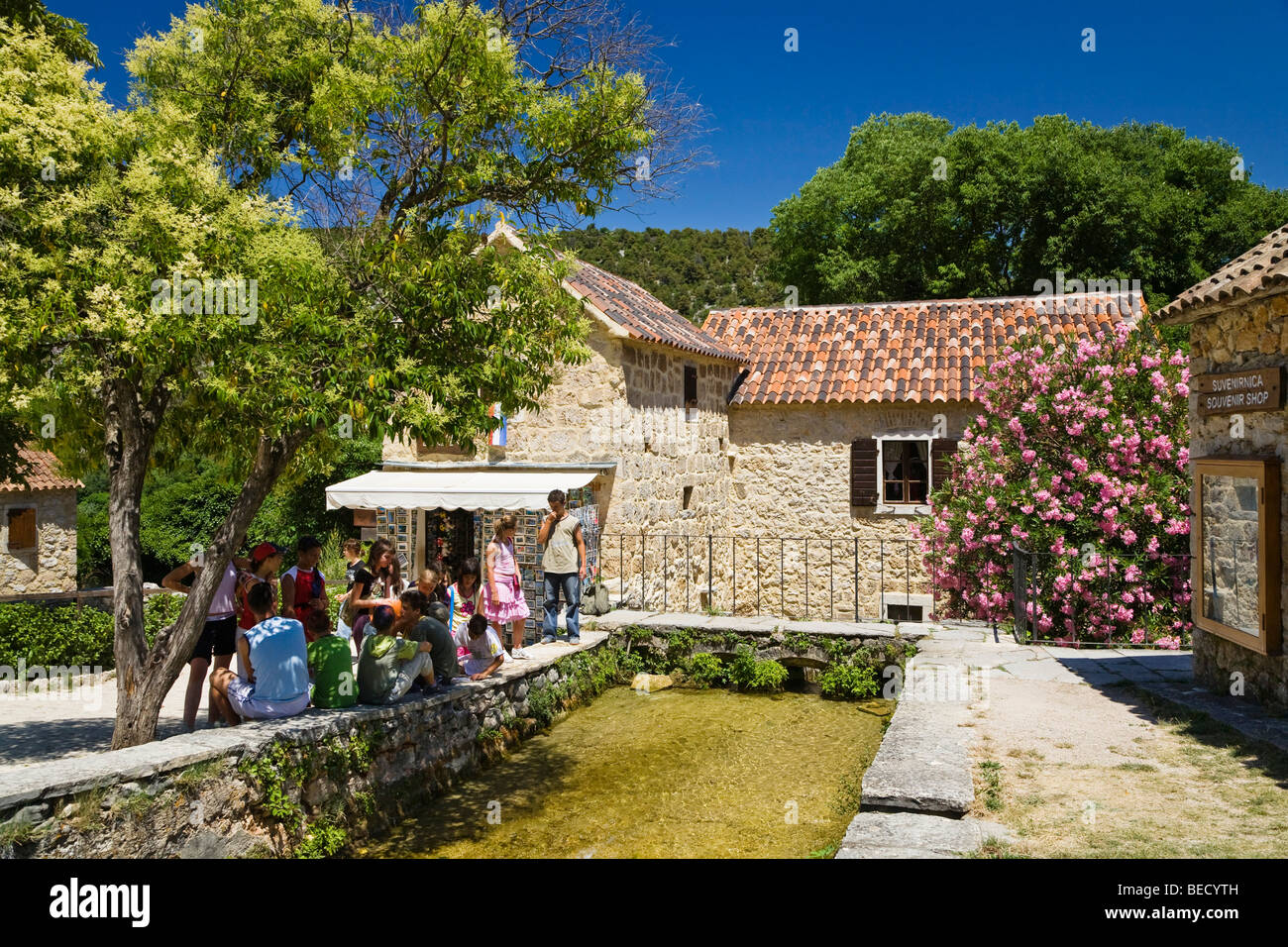 Ethno-Museum, Nationalpark Krka, Dalmatien, Kroatien, Europa Stockfoto