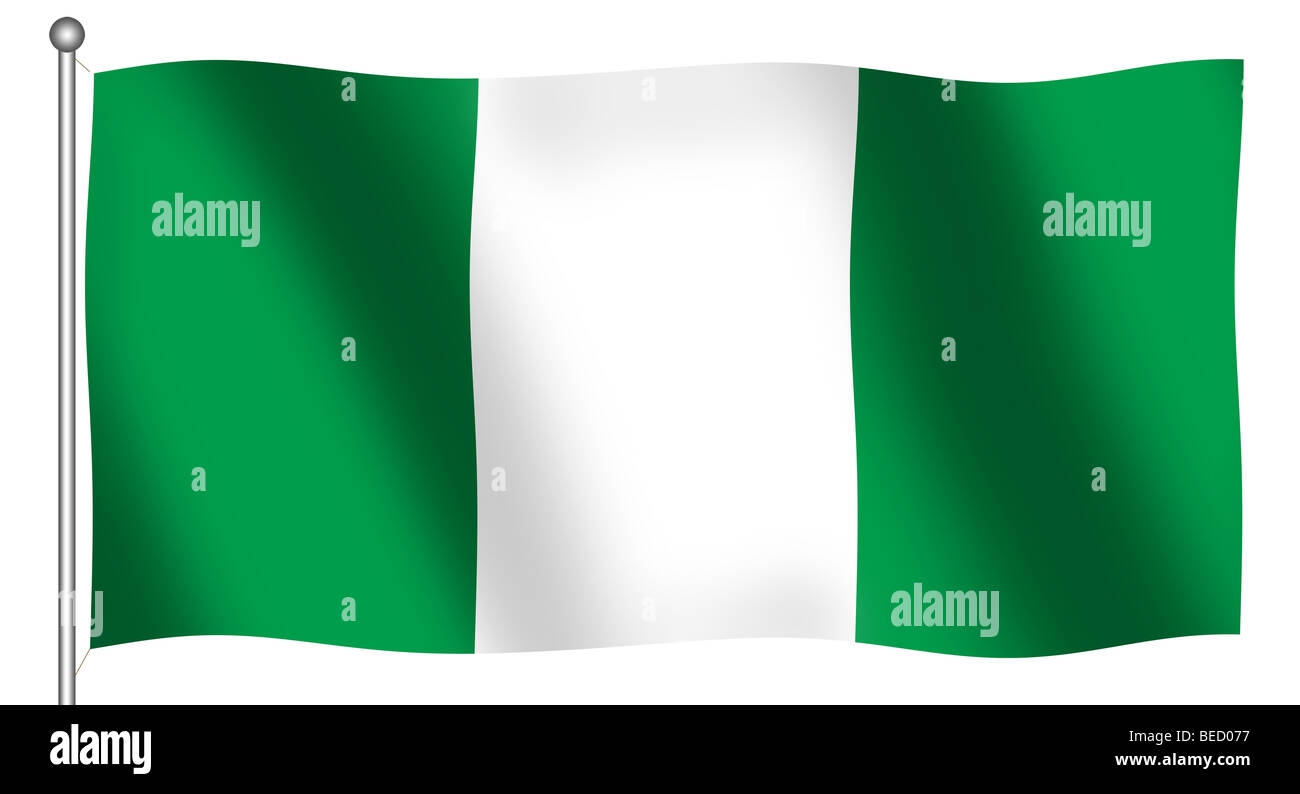 Flagge Nigerias winken (mit Clipping-Pfad) Stockfoto