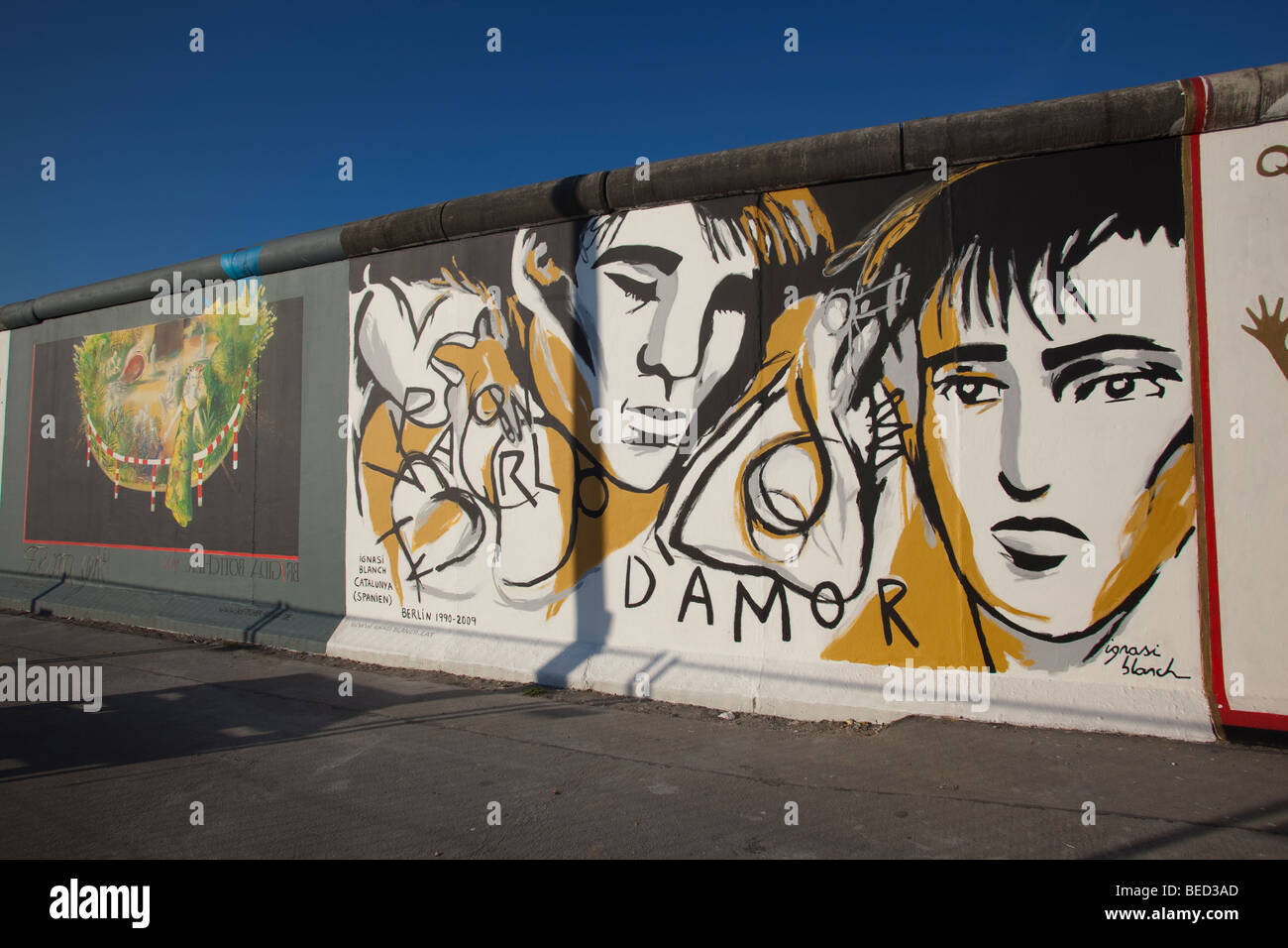 Berlin, Deutschland - East Side Gallery - Überbleibsel des alten Berliner Mauer Stockfoto