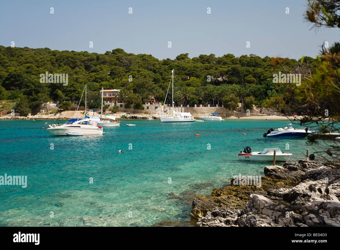 Bucht, Insel Palmizana, Dalmatien, Kroatien, Adria, Mittelmeer, Europa Stockfoto