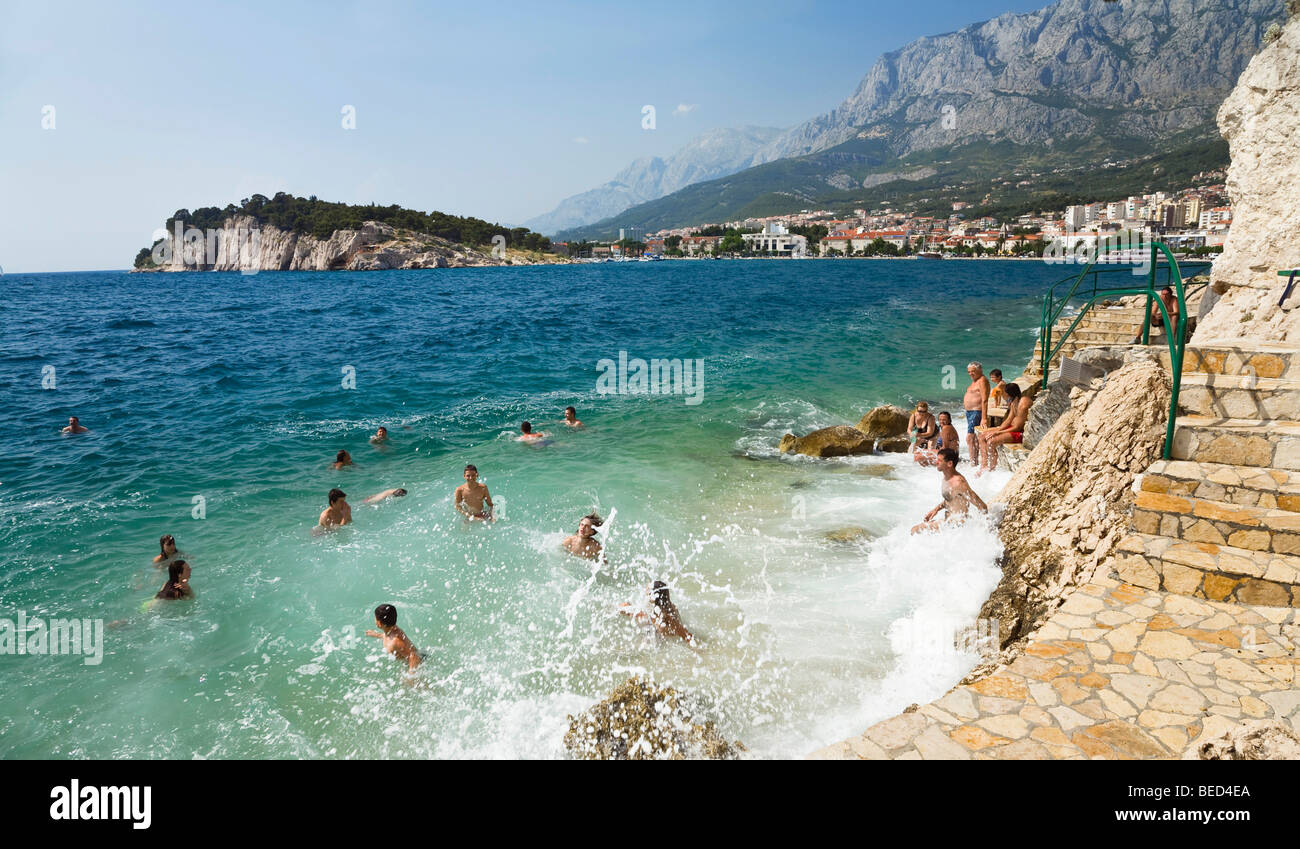 Küste in der Nähe von Makarska, Dalmatien, Kroatien, Adria, Mittelmeer, Europa Stockfoto