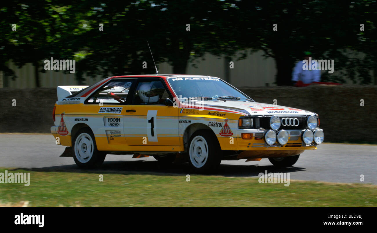 1984-Audi Quattro A2 Rallye-Auto auf dem Goodwood Festival Geschwindigkeit 2009 Stockfoto
