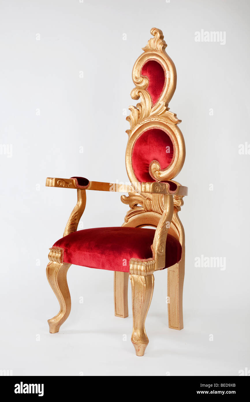 Renaissance Blattgold verzierten Stuhl, dreiviertel-Ansicht Stockfoto