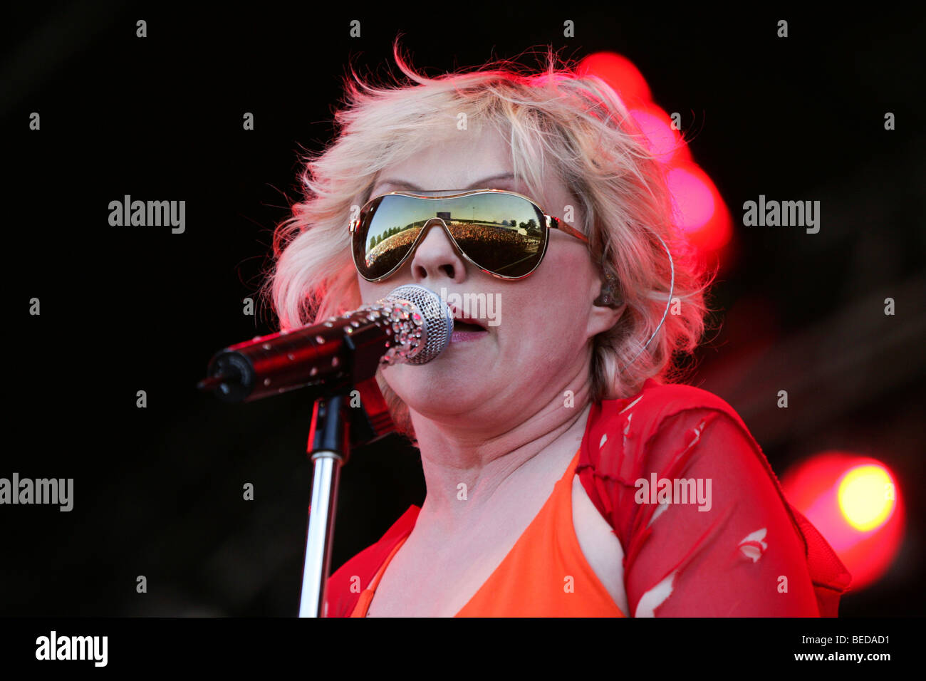 Deborah Harry, Sängerin der US-new-Wave-Band Blondie, Leben auf dem Geist der Musik Open Air im Fußballstadion in der Nähe von Uster Stockfoto