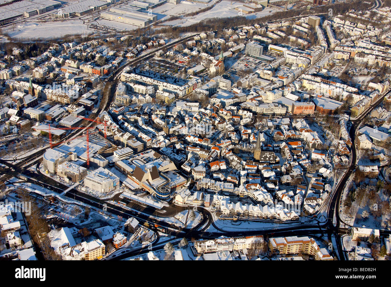Luftbild der Altstadt von Hattingen, Ruhrgebiet, Nordrhein-Westfalen, Deutschland, Europa Stockfoto