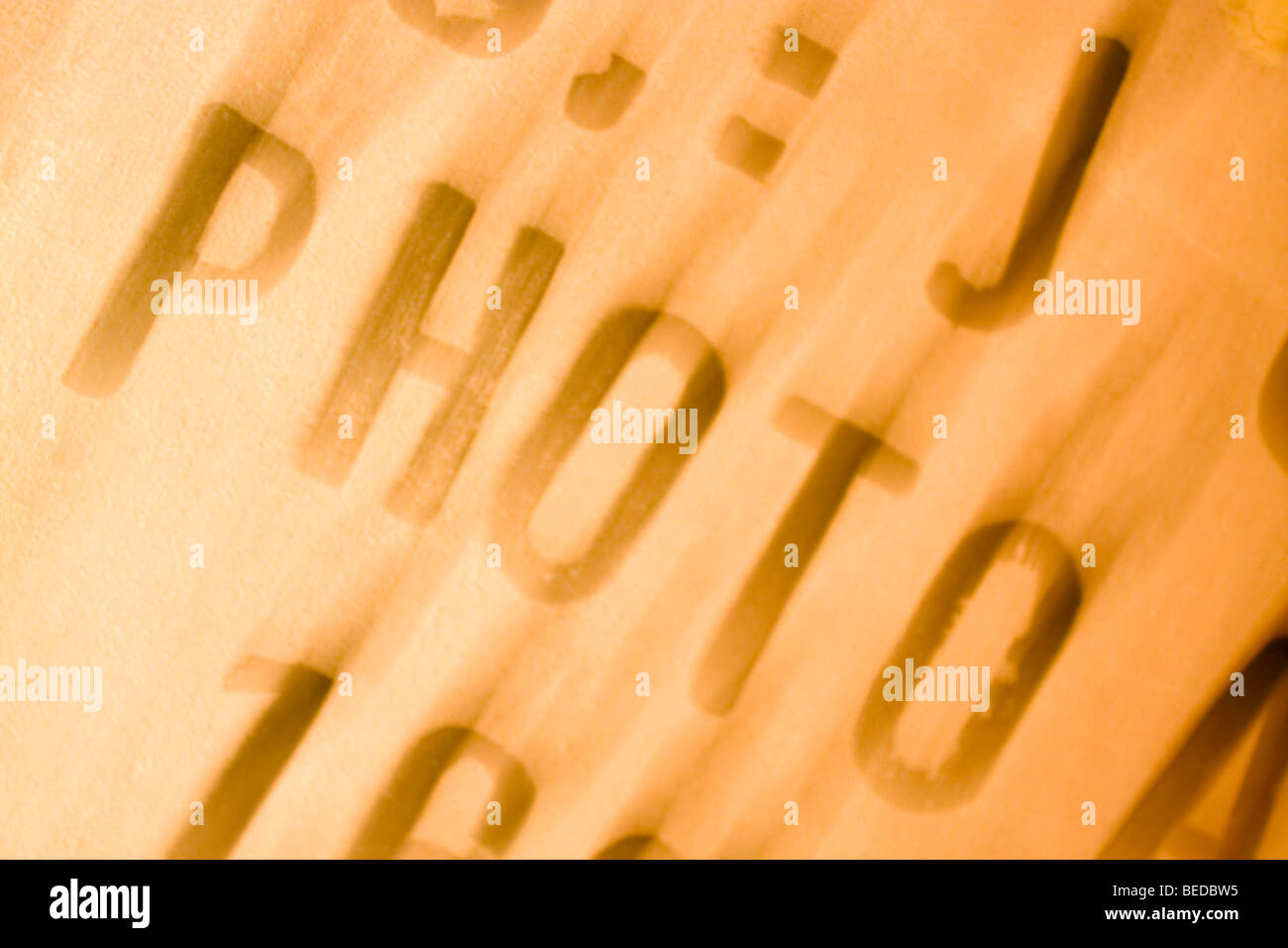 Bewegliche Inschrift Foto auf Karton in brauner Farbe Stockfoto