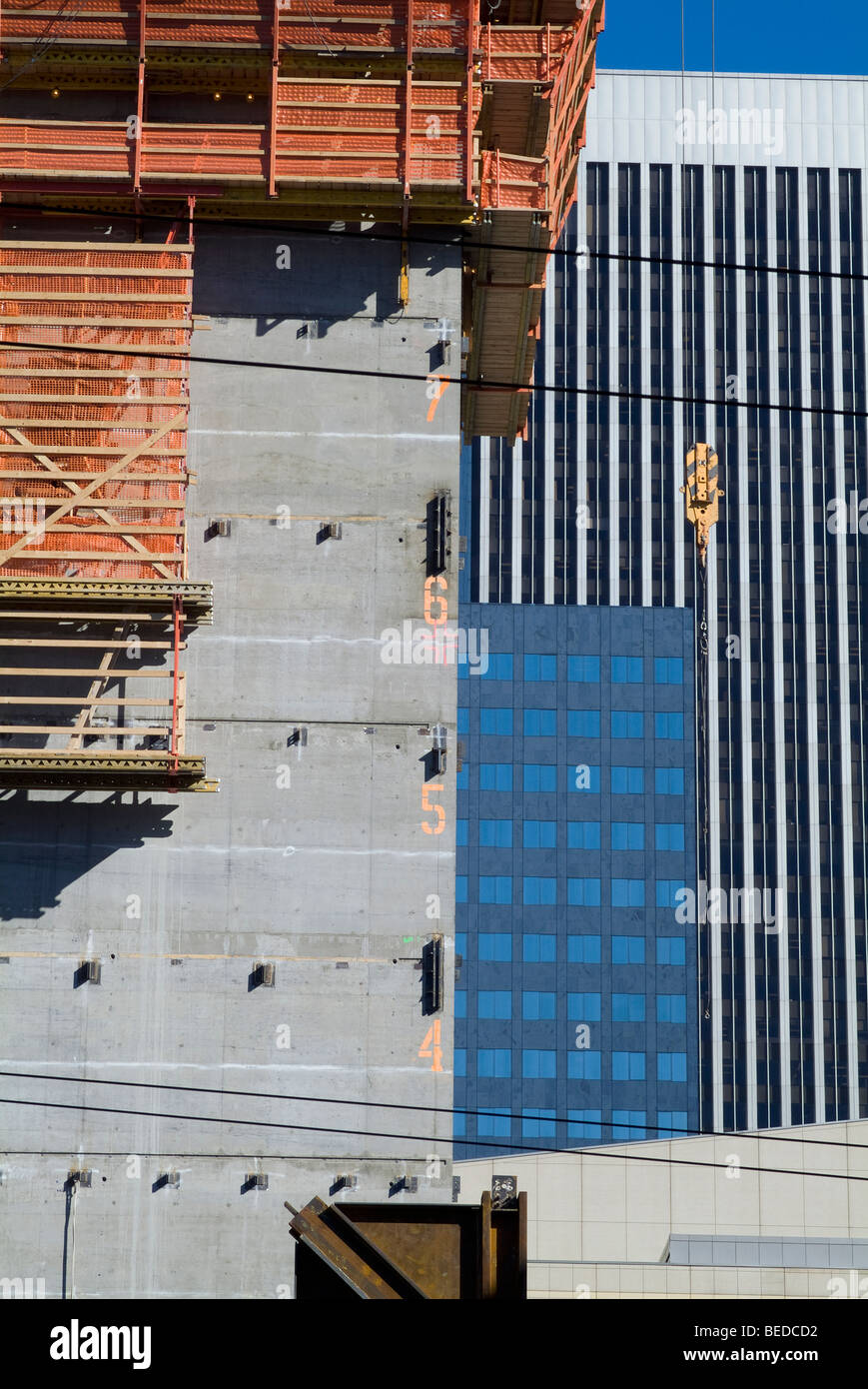 Wolkenkratzer Konstruktionsdetail. Stockfoto