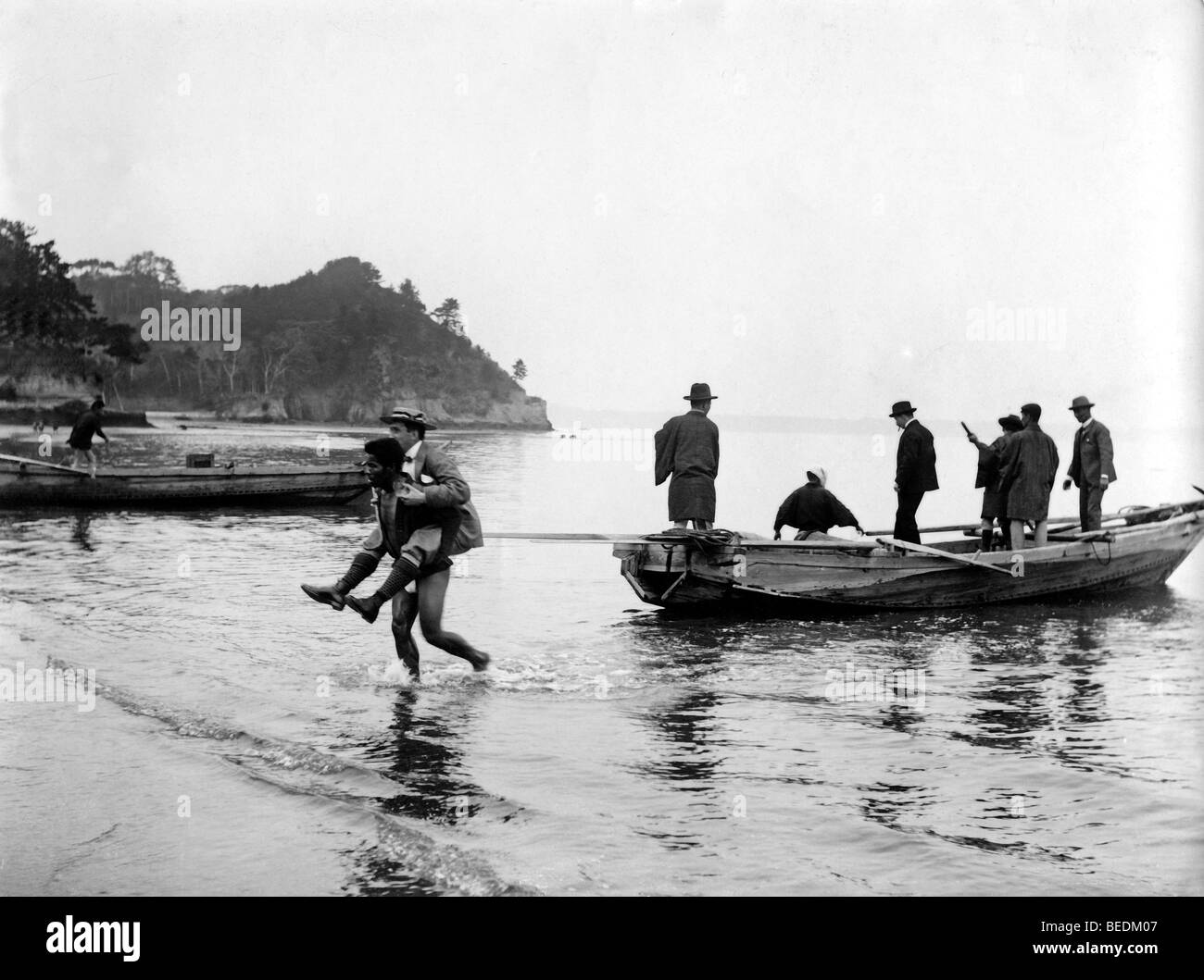 Historisches Foto, Reisende in Asien an der Wende des Jahrhunderts Stockfoto