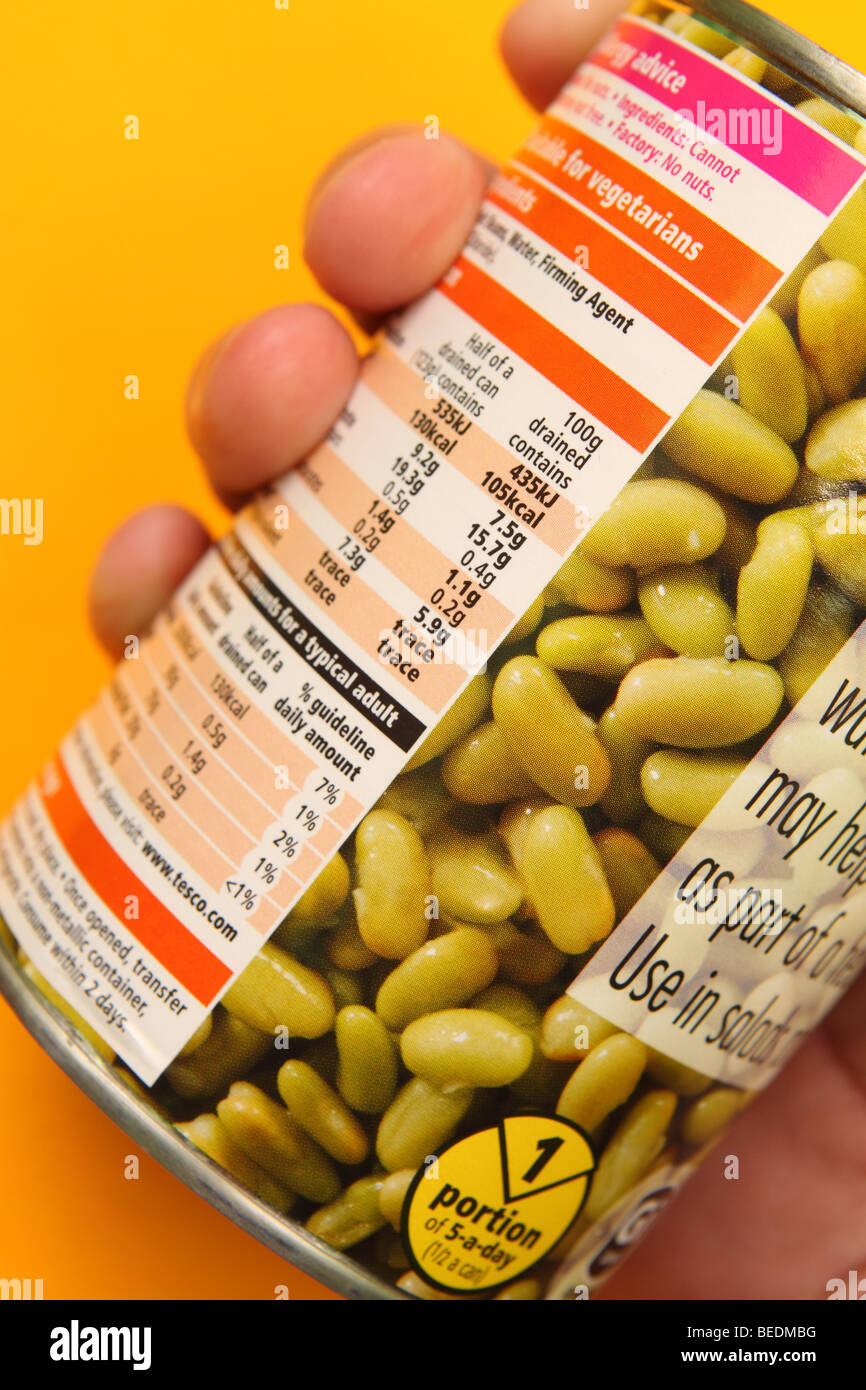 Eine Dose mit Flageolett Bohnen geeignet für Vegetarier und gesunde Ernährung Stockfoto