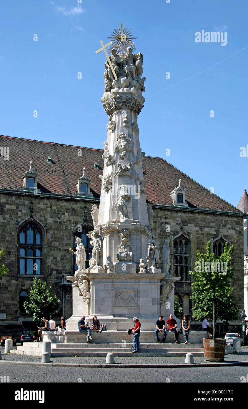 Säule der Heiligen Dreifaltigkeit mit Heiligen, 14 m hoch, Detail, barocke Pestsäule, zur Erinnerung an die Pestepidemie im Jahre 1691, Matthias Stockfoto