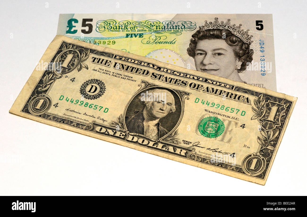 USA-Dollar und Großbritannien UK Pfund Banknoten Stockfotografie - Alamy