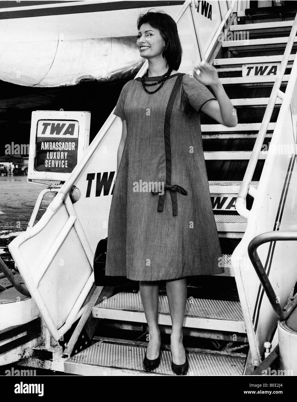 Schauspielerin Sophia Loren Ankunft in New York Stockfoto